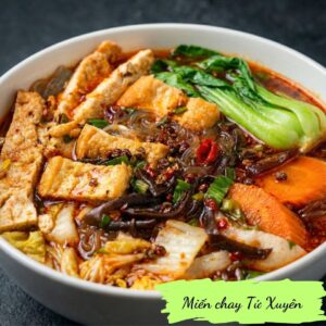 Sichuan glass noodle soup (spicy) - Miến chay Tứ Xuyên