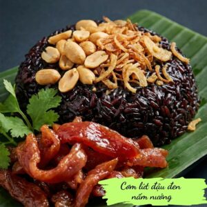 Brown rice mixed black beans with mushroom - Cơm lứt đậu đen nấm nướng