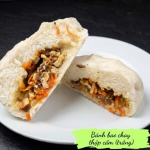 Steamed vegan mixed bun (white) - Bánh bao thập cẩm (trắng)