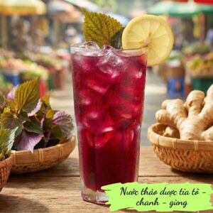 Perilla - Ginger - Lemon herbal drink - Nước Tía tô - Chanh - Gừng