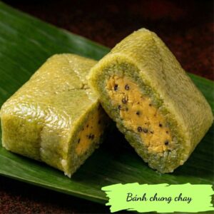 Sticky rice cake with mung beans (square) - Bánh chưng chay