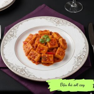 Tofu with spicy sauce - Đậu hũ sốt cay