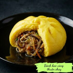 Steamed vegan bun (yellow) mini - Bánh bao chay mini (vàng)