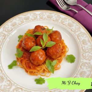 Vegan spaghetti - Mì Ý đậu hũ viên