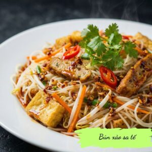 Stir-fried vermicelli & veggies with saté (spicy) - Bún xào sa tế