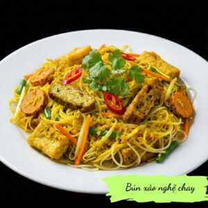 Stir-fried turmeric vermicelli - Bún xào nghệ chay