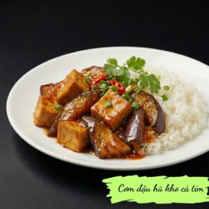 Rice with tofu and eggplant - Cơm đậu hũ và cà tím