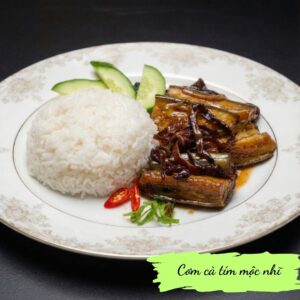 Rice with eggplant & wood ear mushroom - Cơm cà tím kho mộc nhĩ